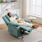Fauteuil inclinable manuel surdimensionné avec massage par vibrations, inclinaison réglable à 155°, siège large et confortable, pour salon, chambre à coucher
