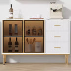 Buffet moderne avec rangement, bahut cannelé avec tiroirs et portes vitrées pour entrée, salon, cuisine