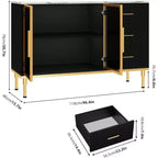Buffet moderne avec rangement, bahut cannelé avec tiroirs et portes vitrées pour entrée, salon, cuisine