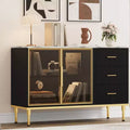 Buffet moderne avec rangement, bahut cannelé avec tiroirs et portes vitrées pour entrée, salon, cuisine