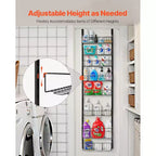8-Tier Over the Door Pantry Organizer, Adjustable Heavy-Duty Steel Hanging Spice Rack for Kitchen, Bathroom and Laundry Storage, Black