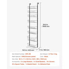 8-Tier Over the Door Pantry Organizer, Adjustable Heavy-Duty Steel Hanging Spice Rack for Kitchen, Bathroom and Laundry Storage, Black