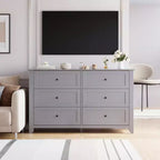 Commode à 6 tiroirs GustoWave, 137 cm de large, commode de rangement moderne pour chambre à coucher, organisateur à tiroirs profonds pour vêtements, salon, couloir