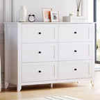 Commode à 6 tiroirs GustoWave, 137 cm de large, commode de rangement moderne pour chambre à coucher, organisateur à tiroirs profonds pour vêtements, salon, couloir