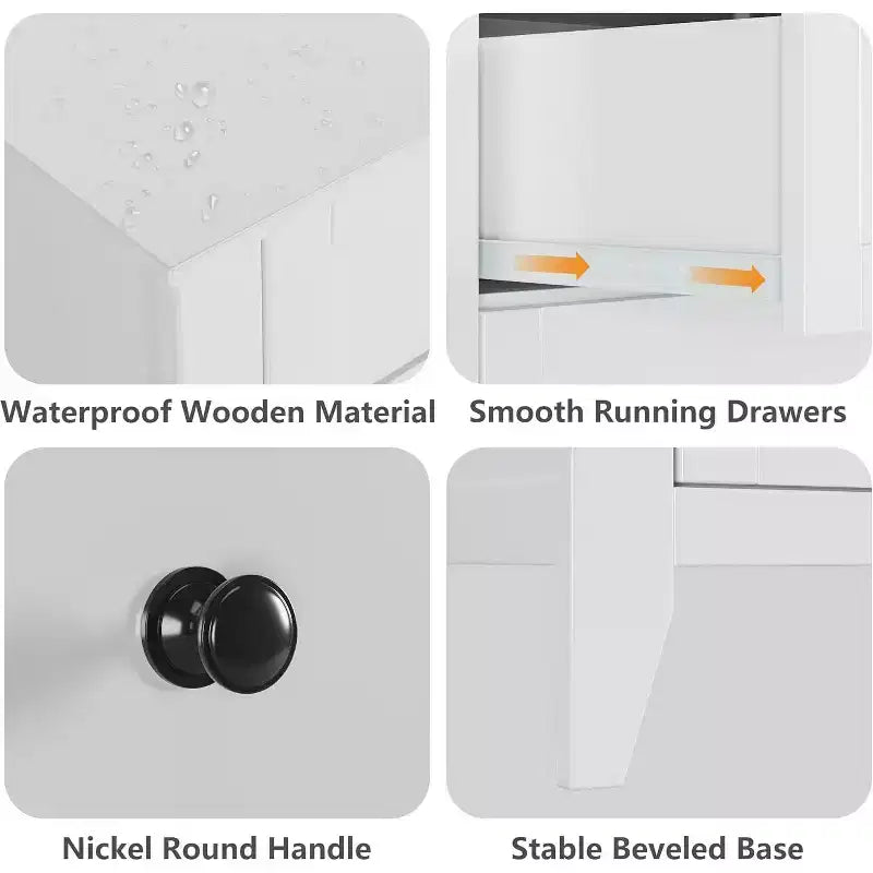 Commode à 6 tiroirs GustoWave, 137 cm de large, commode de rangement moderne pour chambre à coucher, organisateur à tiroirs profonds pour vêtements, salon, couloir