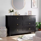 Commode à 6 tiroirs GustoWave, 137 cm de large, commode de rangement moderne pour chambre à coucher, organisateur à tiroirs profonds pour vêtements, salon, couloir
