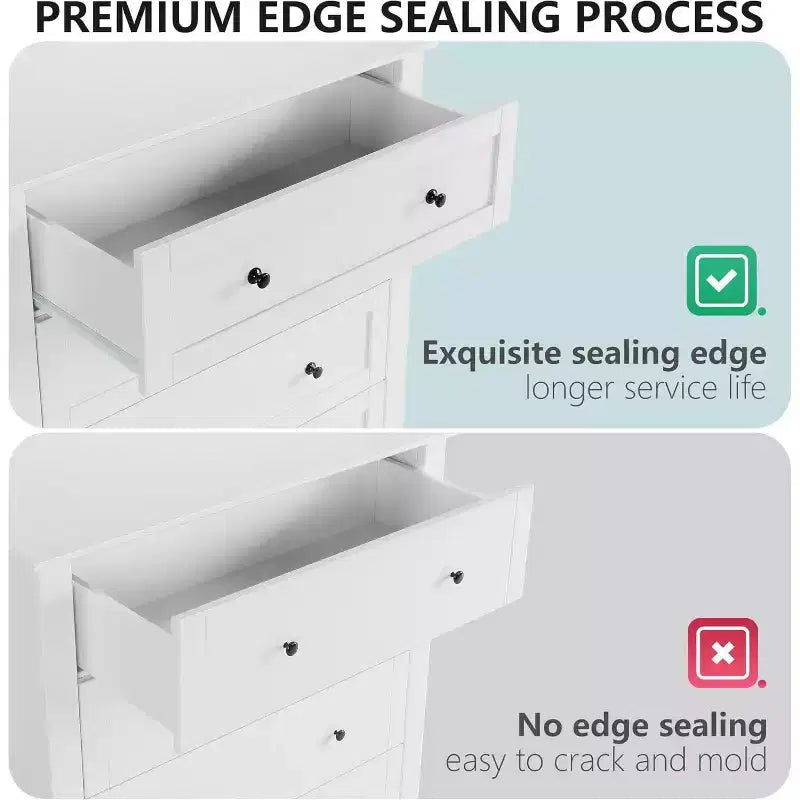 Commode à 6 tiroirs GustoWave, 137 cm de large, commode de rangement moderne pour chambre à coucher, organisateur à tiroirs profonds pour vêtements, salon, couloir