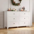 Commode à 6 tiroirs GustoWave, 137 cm de large, commode de rangement moderne pour chambre à coucher, organisateur à tiroirs profonds pour vêtements, salon, couloir