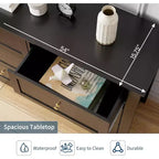 Commode à 6 tiroirs GustoWave, 137 cm de large, commode de rangement moderne pour chambre à coucher, organisateur à tiroirs profonds pour vêtements, salon, couloir