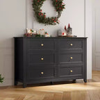 Commode à 6 tiroirs GustoWave, 137 cm de large, commode de rangement moderne pour chambre à coucher, organisateur à tiroirs profonds pour vêtements, salon, couloir