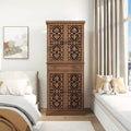 GDFStudio Hannah Rustic 72.05'' Tall Carved Cabinet with 1 Drawer, 4 Doors and 4 Adjustable Shelves