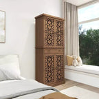 GDFStudio Hannah Rustic 72.05'' Tall Carved Cabinet with 1 Drawer, 4 Doors and 4 Adjustable Shelves