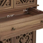 GDFStudio Hannah Rustic 72.05'' Tall Carved Cabinet with 1 Drawer, 4 Doors and 4 Adjustable Shelves