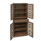 GDFStudio Hannah Rustic 72.05'' Tall Carved Cabinet with 1 Drawer, 4 Doors and 4 Adjustable Shelves