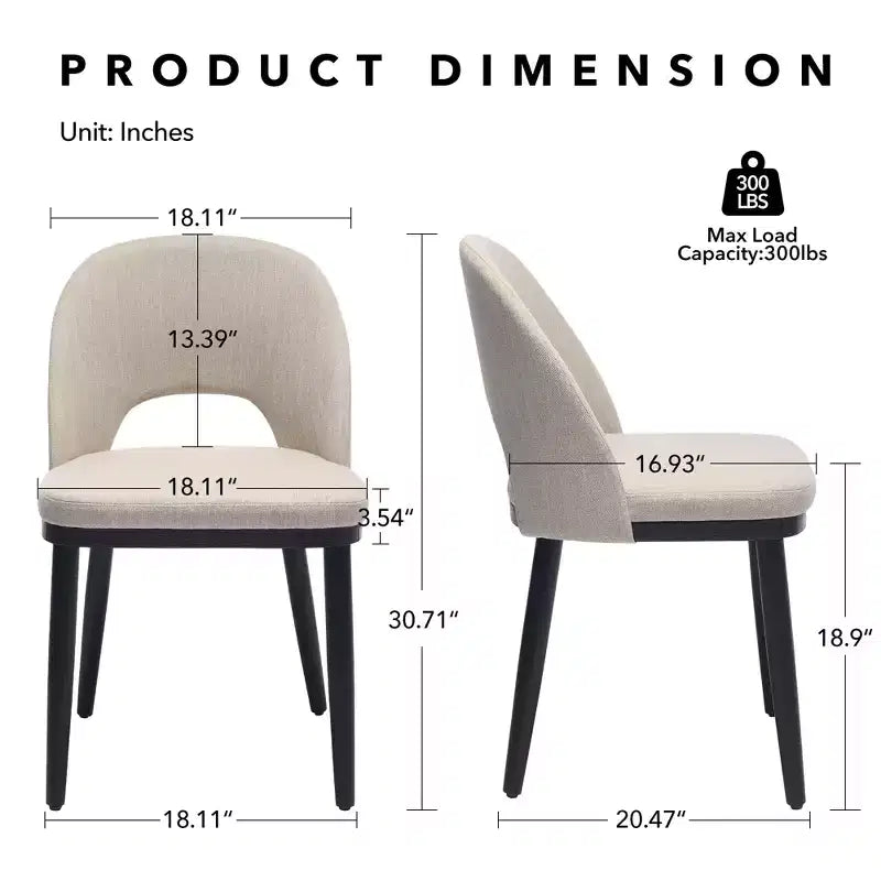 Lot de 2 Chaises de Salle à Manger Rembourrées, Chaises de Cuisine Modernes en Bois avec Dossier et Coussin Rembourré, Chaises d'Appoint pour Salle à Manger, Salon