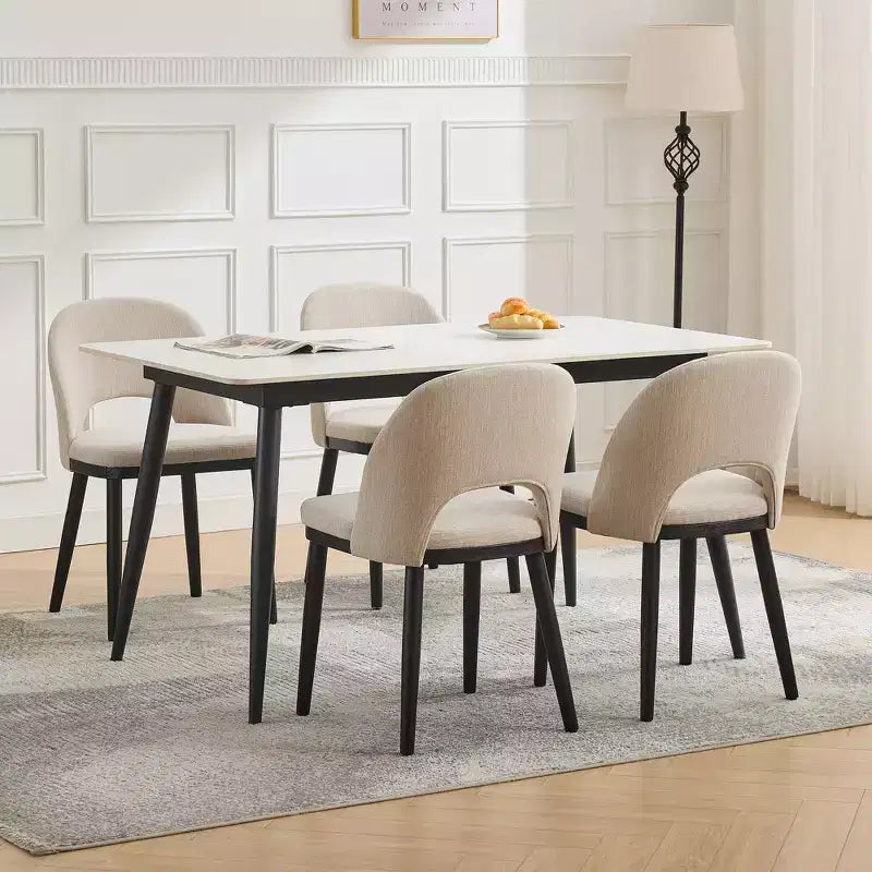 Lot de 2 Chaises de Salle à Manger Rembourrées, Chaises de Cuisine Modernes en Bois avec Dossier et Coussin Rembourré, Chaises d'Appoint pour Salle à Manger, Salon