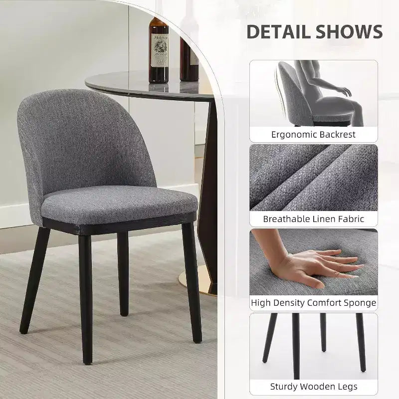 Lot de 2 Chaises de Salle à Manger Rembourrées, Chaises de Cuisine Modernes en Bois avec Dossier et Coussin Rembourré, Chaises d'Appoint pour Salle à Manger, Salon