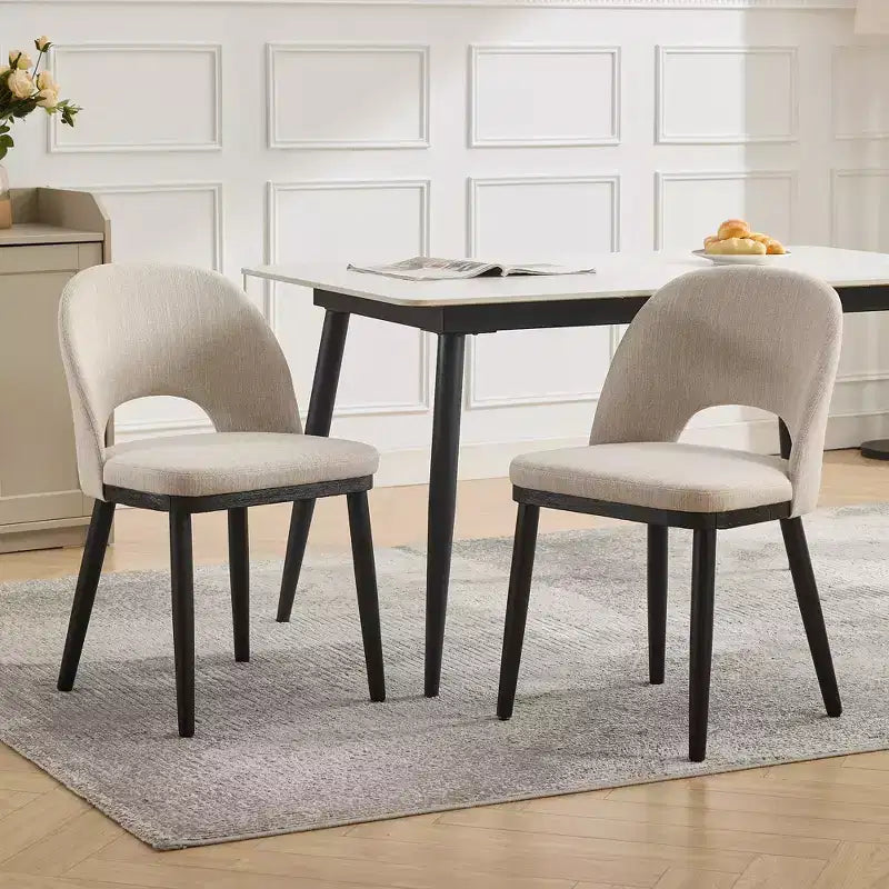 Lot de 2 Chaises de Salle à Manger Rembourrées, Chaises de Cuisine Modernes en Bois avec Dossier et Coussin Rembourré, Chaises d'Appoint pour Salle à Manger, Salon