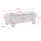 MAYEERTY Banc capitonné en tissu de lin avec grand espace de rangement pour salon, chambre à coucher, entrée, blanc