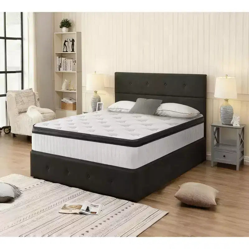 Matelas hybride jumeau de 12 pouces, ressorts ensachés individuels, mousse à mémoire de forme à 7 zones, housse tricotée, certifié CertiPUR-US, blanc