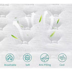 Matelas hybride jumeau de 12 pouces, ressorts ensachés individuels, mousse à mémoire de forme à 7 zones, housse tricotée, certifié CertiPUR-US, blanc