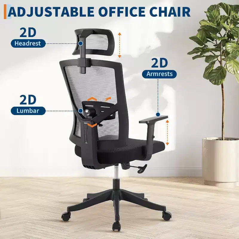 Ergonomic Office Chair ,Adjustable Mesh Desk Chair with Lumbar Support, Swivel Executive Chair on Rolling Wheels for Home, Office, Gaming