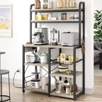 Meuble de Rangement Multi-Niveaux 6 Étages avec Prises Électriques Meuble de Rangement pour Micro-ondes Étagères Ouvertes pour Cuisine Salle à Manger Salon