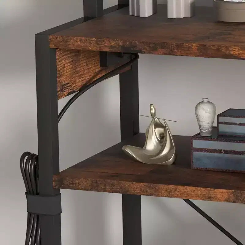 Meuble de Rangement Multi-Niveaux 6 Étages avec Prises Électriques Meuble de Rangement pour Micro-ondes Étagères Ouvertes pour Cuisine Salle à Manger Salon