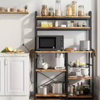 Meuble de Rangement Multi-Niveaux 6 Étages avec Prises Électriques Meuble de Rangement pour Micro-ondes Étagères Ouvertes pour Cuisine Salle à Manger Salon