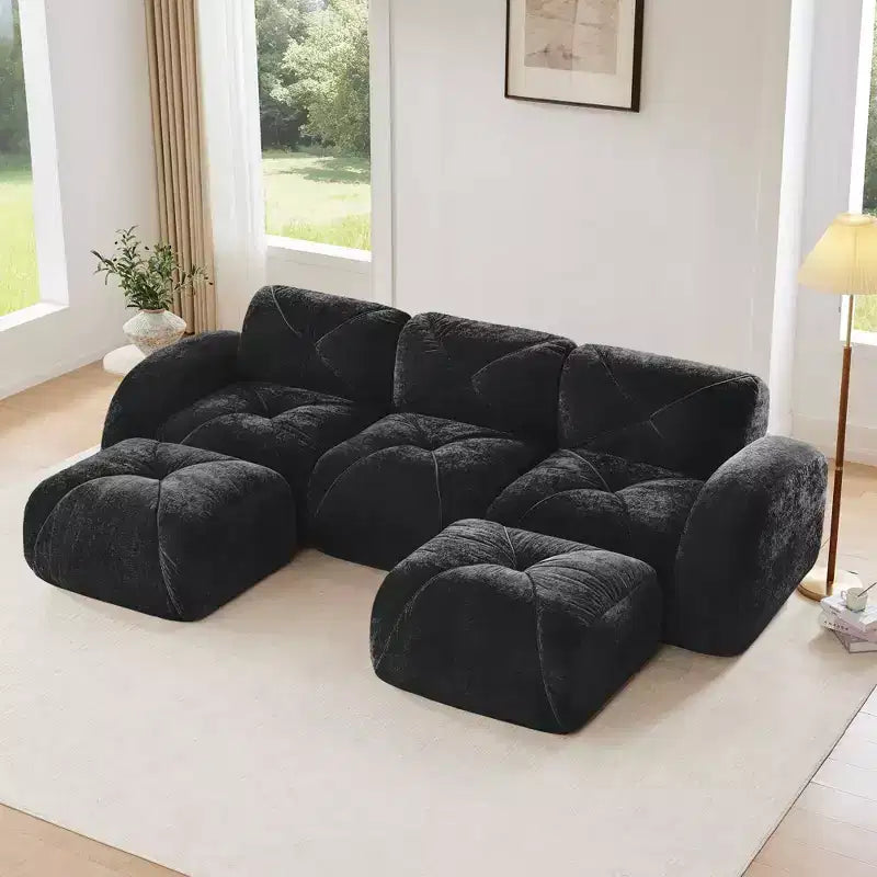 Canapé sans osselets en U Clihome, Design touffu, Éponge haute densité 32D, Base antidérapante, Combinaison libre, Ottomane mobile pour bureau et salle de cinéma maison