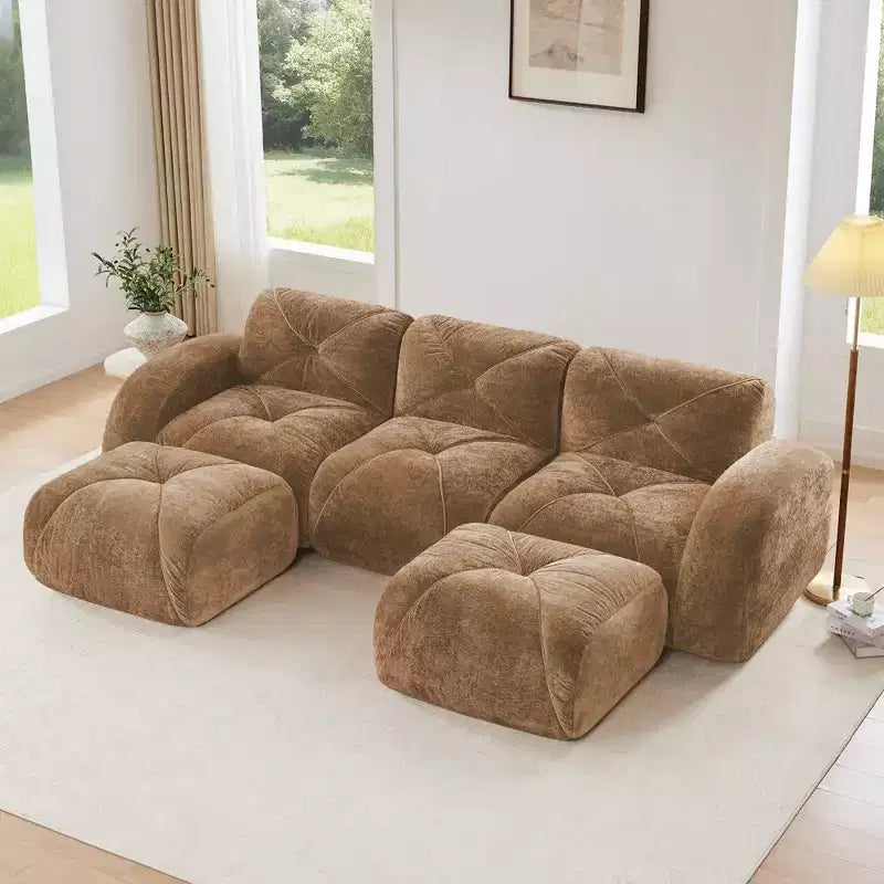 Canapé sans osselets en U Clihome, Design touffu, Éponge haute densité 32D, Base antidérapante, Combinaison libre, Ottomane mobile pour bureau et salle de cinéma maison