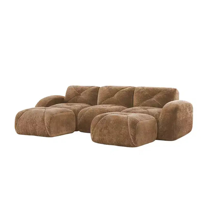 Canapé sans osselets en U Clihome, Design touffu, Éponge haute densité 32D, Base antidérapante, Combinaison libre, Ottomane mobile pour bureau et salle de cinéma maison