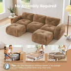 Canapé sans osselets en U Clihome, Design touffu, Éponge haute densité 32D, Base antidérapante, Combinaison libre, Ottomane mobile pour bureau et salle de cinéma maison