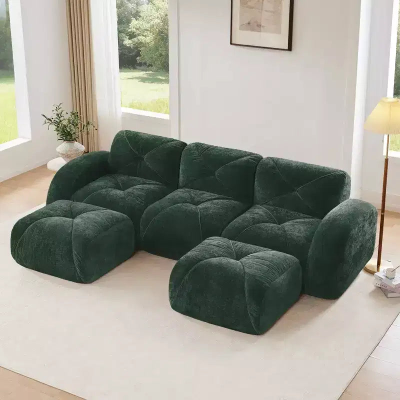 Canapé sans osselets en U Clihome, Design touffu, Éponge haute densité 32D, Base antidérapante, Combinaison libre, Ottomane mobile pour bureau et salle de cinéma maison