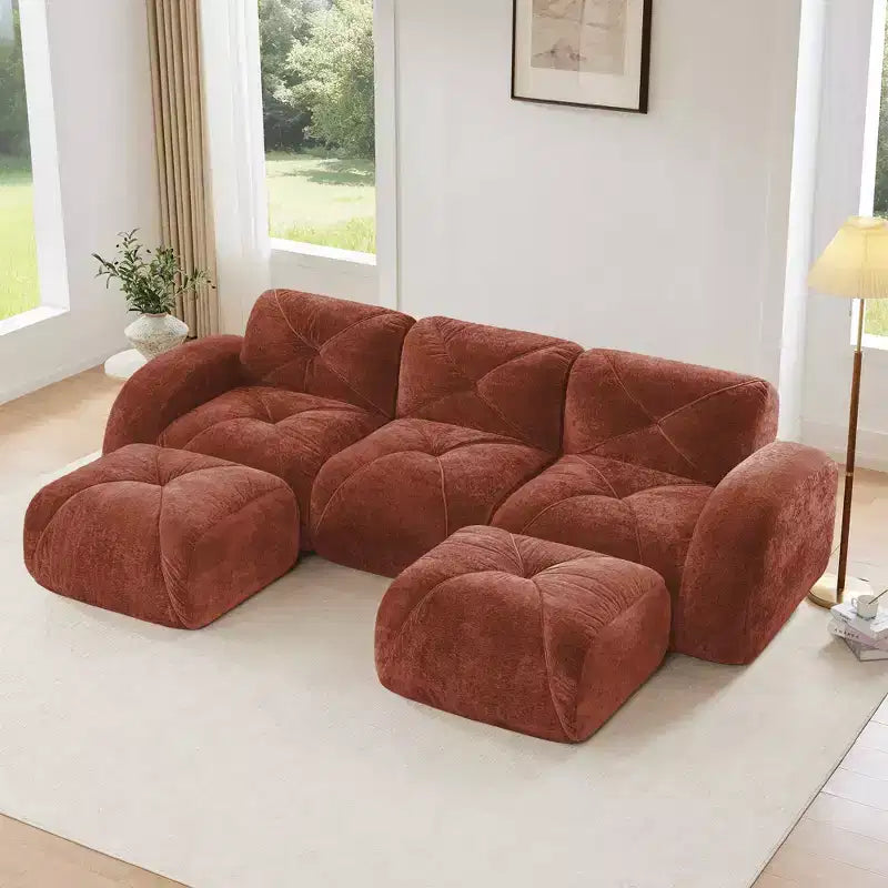 Canapé sans osselets en U Clihome, Design touffu, Éponge haute densité 32D, Base antidérapante, Combinaison libre, Ottomane mobile pour bureau et salle de cinéma maison