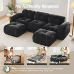 Canapé sans osselets en U Clihome, Design touffu, Éponge haute densité 32D, Base antidérapante, Combinaison libre, Ottomane mobile pour bureau et salle de cinéma maison