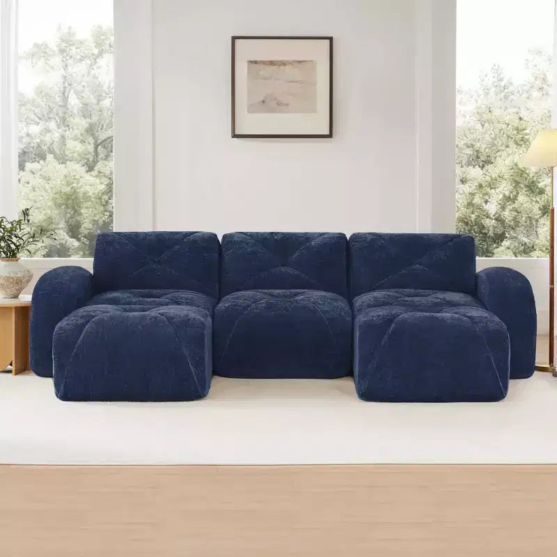 Canapé sans osselets en U Clihome, Design touffu, Éponge haute densité 32D, Base antidérapante, Combinaison libre, Ottomane mobile pour bureau et salle de cinéma maison