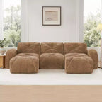 Clihome U-Shaped Boneless Sofa,Tufted Design,32D High Density Sponge,Bottom Anti-Slip Design,Free Combination,Movable Ottoman For Study & Home Theater