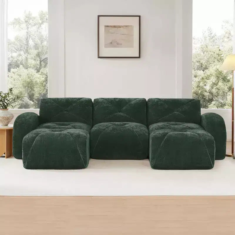 Canapé sans osselets en U Clihome, Design touffu, Éponge haute densité 32D, Base antidérapante, Combinaison libre, Ottomane mobile pour bureau et salle de cinéma maison