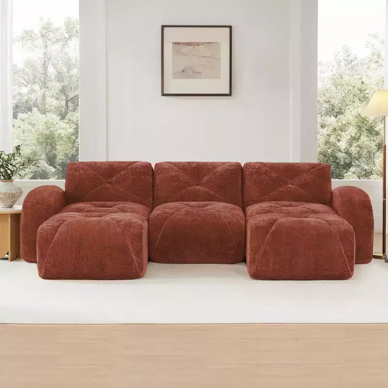 Canapé sans osselets en U Clihome, Design touffu, Éponge haute densité 32D, Base antidérapante, Combinaison libre, Ottomane mobile pour bureau et salle de cinéma maison