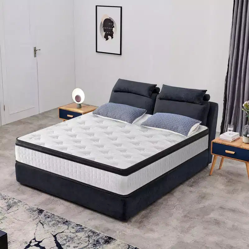 Full Size 12 Inch Hybrid Mattress, Individual Pocket Springs, 7-Zone Memory Foam, Knitted Cover, CertiPUR-US Certified, White