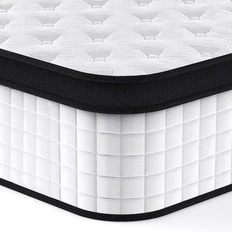 Matelas hybride pleine grandeur 12 pouces, ressorts ensachés individuels, mousse à mémoire de forme 7 zones, housse tricotée, certifié CertiPUR-US, blanc
