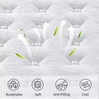 Matelas hybride pleine grandeur 12 pouces, ressorts ensachés individuels, mousse à mémoire de forme 7 zones, housse tricotée, certifié CertiPUR-US, blanc