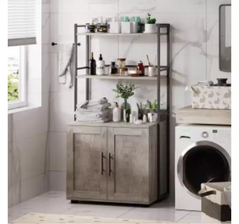 2-Tier Cat Litter Cabinet, MDF + PB + Iron Frame,