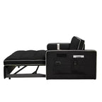 Canapé-lit gigogne de 55,5 pouces, futon causeuse en velours avec poches latérales, canapé-lit moderne pour petits espaces salon chambre à coucher