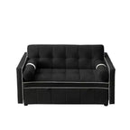 Canapé-lit gigogne de 55,5 pouces, futon causeuse en velours avec poches latérales, canapé-lit moderne pour petits espaces salon chambre à coucher
