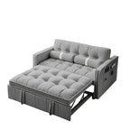 Canapé-lit gigogne de 55,5 pouces, futon causeuse en velours avec poches latérales, canapé-lit moderne pour petits espaces salon chambre à coucher