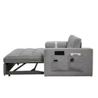 Canapé-lit gigogne de 55,5 pouces, futon causeuse en velours avec poches latérales, canapé-lit moderne pour petits espaces salon chambre à coucher