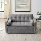 Canapé-lit gigogne de 55,5 pouces, futon causeuse en velours avec poches latérales, canapé-lit moderne pour petits espaces salon chambre à coucher
