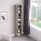 Étagère réglable à 8 niveaux MAYEERTY, vitrine, bibliothèque ultra-mince avec un motif de bordure ondulée pour salon Gris